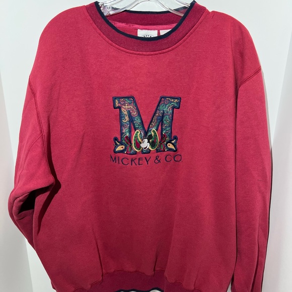 Vintage Disney, Mickey, and Co burgundy embroidered crewneck sweatshirt, XL - Picture 1 of 5
